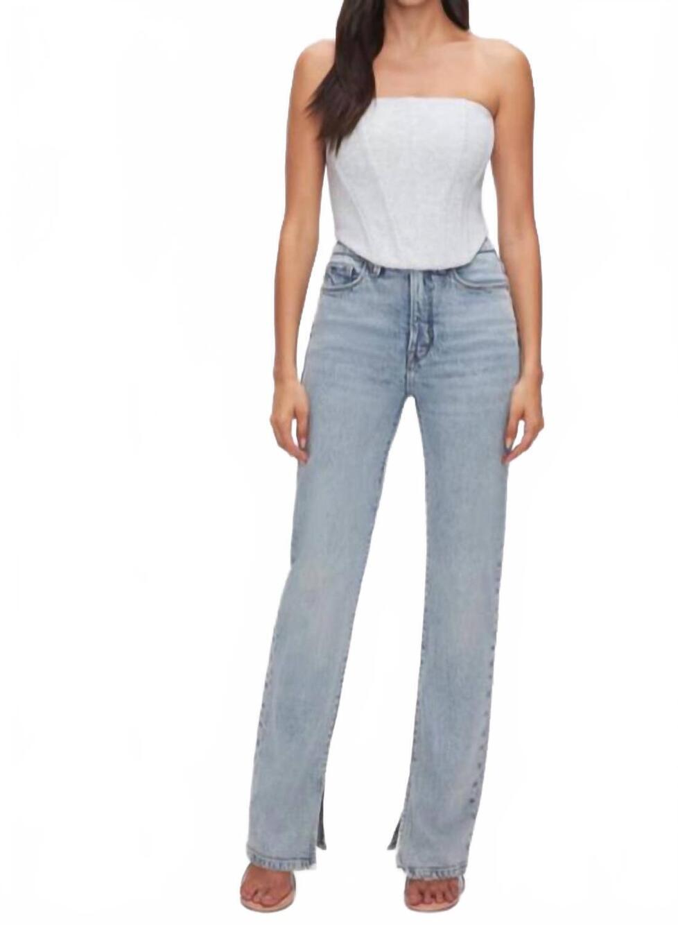 NEW GOOD AMERICAN women's good boy jeans in light denim